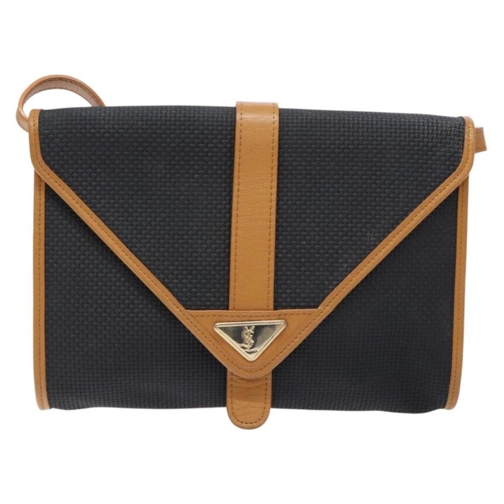 Authentic SAINT LAURENT Shoulder Bag PVC Leather Brown Gold - Picture 5 of 16